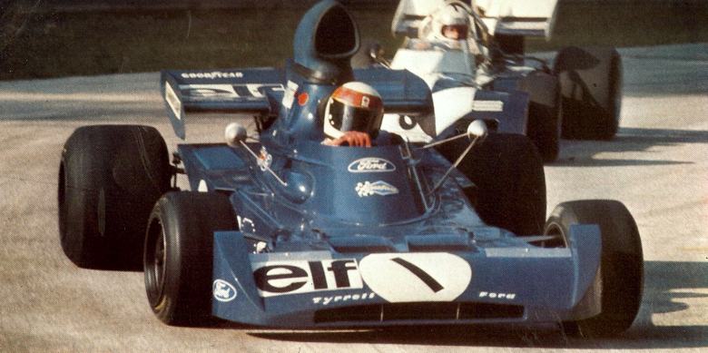 Jackie Stewart and the Tyrrell 005 during 1972
